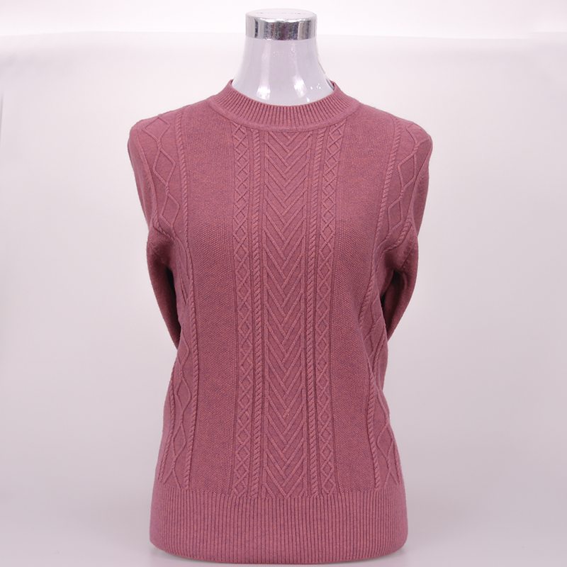 中老年女装圆领套头针织衫妈妈装纯色麻花打底衫奶奶休闲宽松毛衣