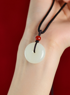 适用高端和田玉平安扣吊坠男女玉佩天然玉石项链挂件玉坠情侣一对