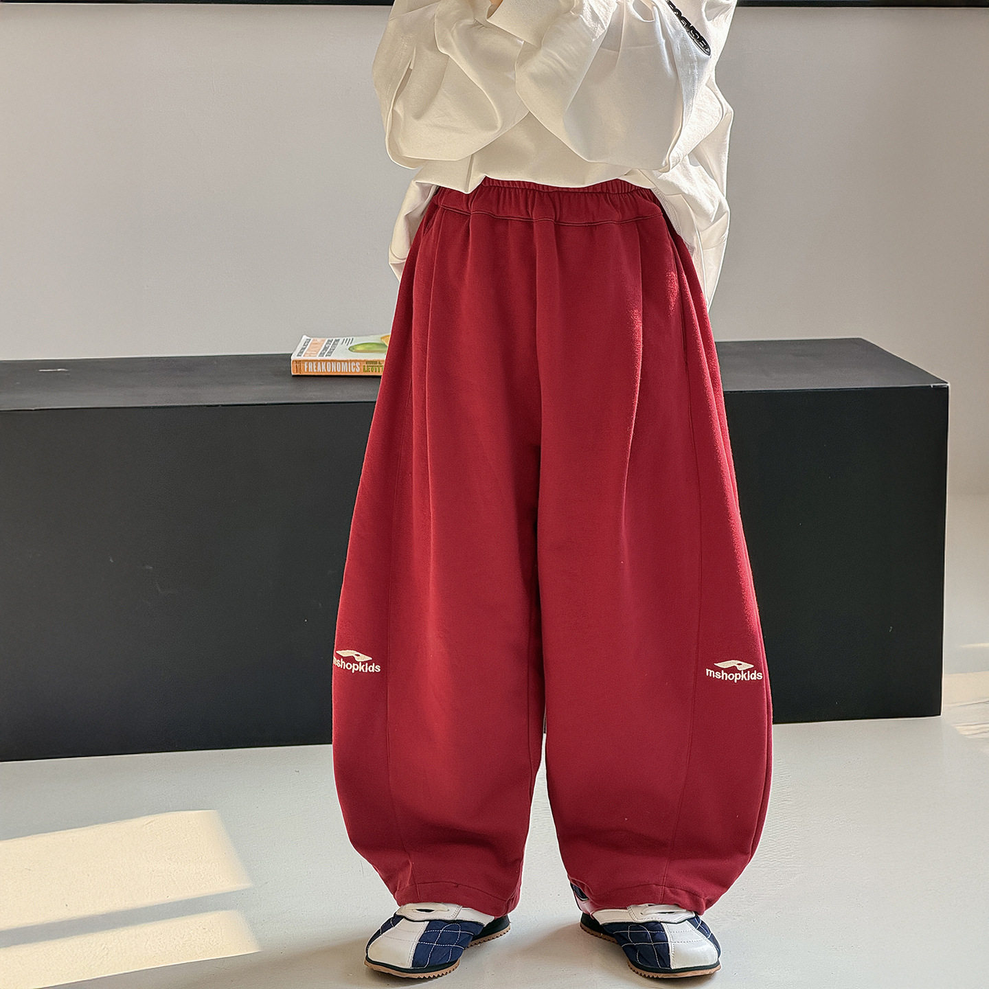 棉小铺男童春季卫裤儿童2026新款韩版刺绣纯色宽松运动童装长裤潮