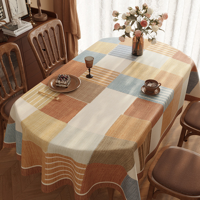 美式椭圆形防水防油免洗桌布