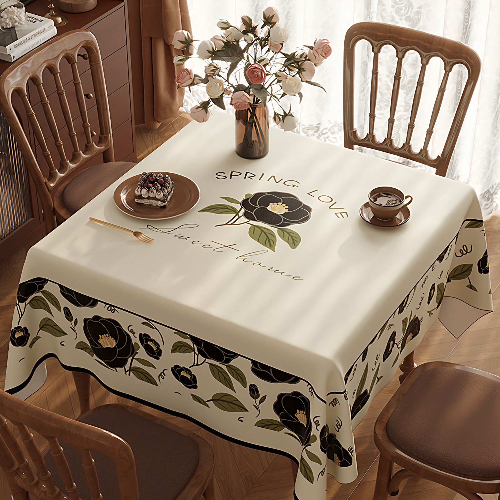 美式高级感方桌桌布防水防油免洗正方形台布PVC餐桌布2025新款,居家布艺,桌布,淘宝优惠券,粉丝福利购,淘宝优惠卷