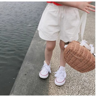 特 简约休闲阔腿短裤 儿童白色开衩百搭热裤 薄款 女童夏季 清仓