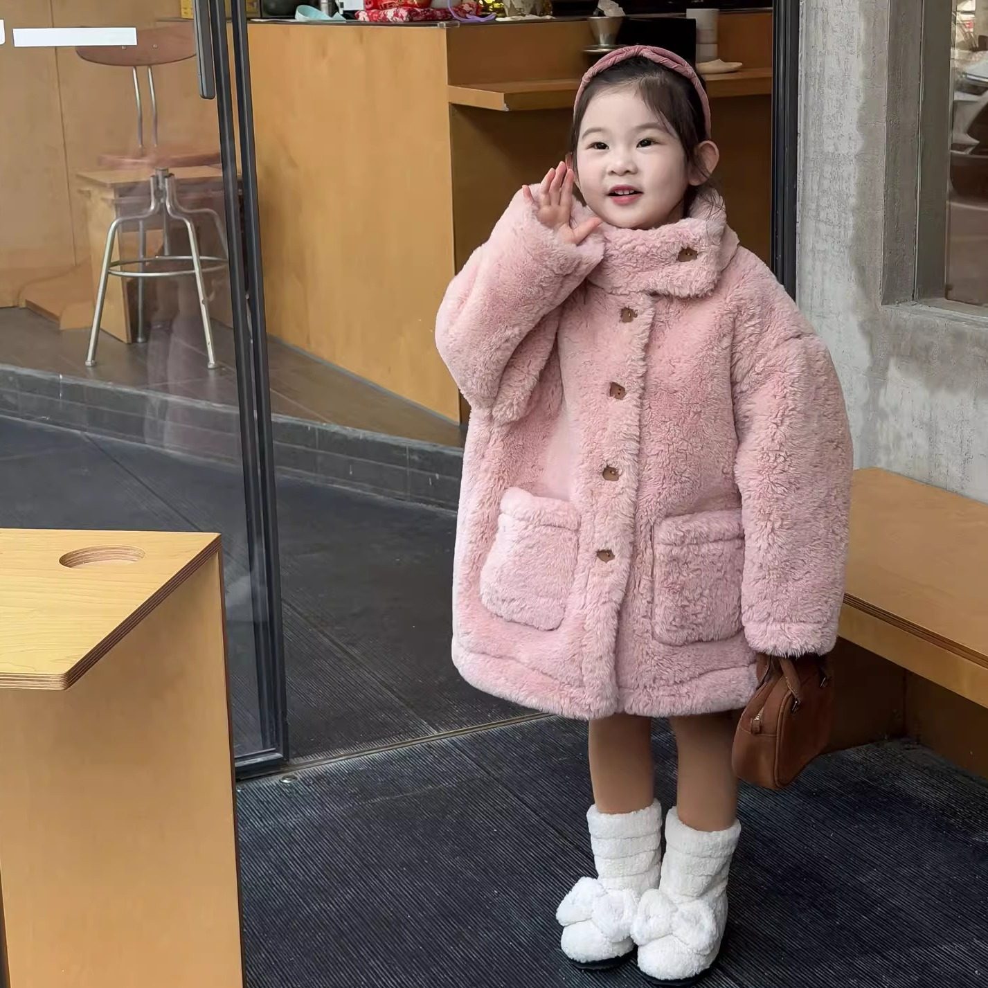 女童加厚毛绒外套环保皮草大衣