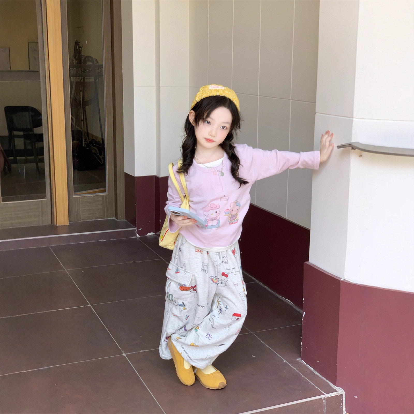 TOTObaby韩版女童2025秋新款卡通长袖T恤儿童涂鸦印花工装裤套装,童装/婴儿装/亲子装,套装,淘宝优惠券,粉丝福利购,淘宝优惠卷