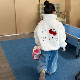 女童可爱卡通刺绣毛绒外套百搭加棉毛毛上衣 韩版 TOTObaby冬装 新款