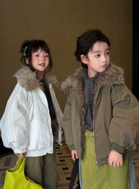 女童毛毛领加厚保暖休闲棉衣外套