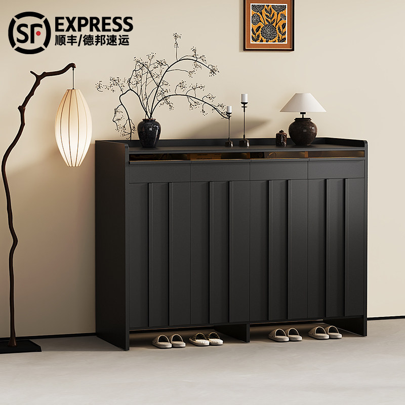 骨格线中古风鞋柜，整柜实木板材