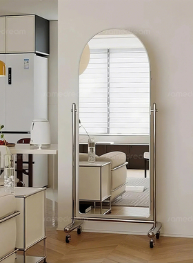 网红全身镜家用卧室落地镜可移动穿衣镜不锈钢显瘦大镜子舞蹈镜子