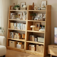 三梦实木书架梯形落地置物架收纳书柜储物柜一体靠墙展示网红柜子