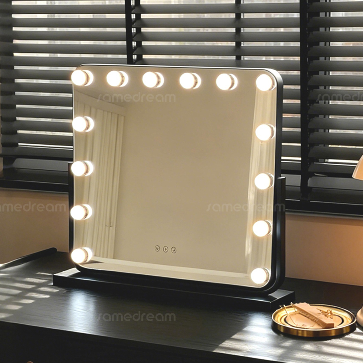 灯泡补光镜台式桌面梳妆镜美妆镜