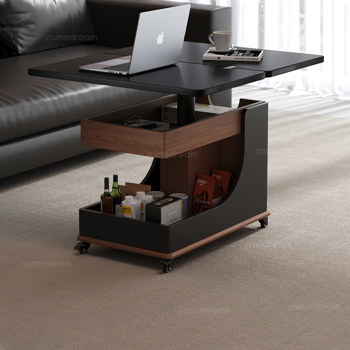 可移动折叠茶几小户型客厅升降沙发边几推车边柜轻奢高级感茶几桌