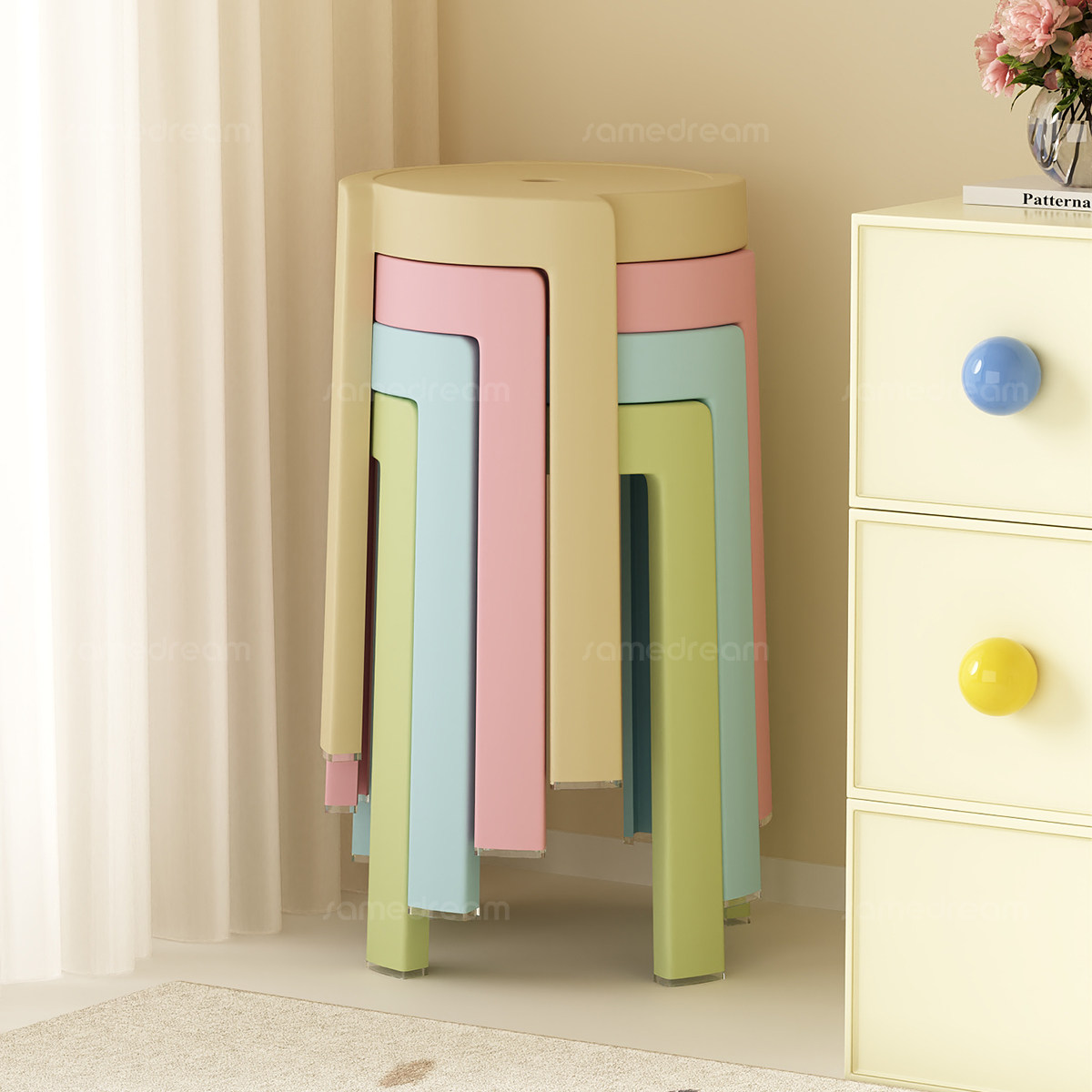 凳子家用可叠放加厚塑料圆凳结实耐用胶凳客厅待客备用板凳高椅子,住宅家具,其它凳子,淘宝优惠券,粉丝福利购,淘宝优惠卷