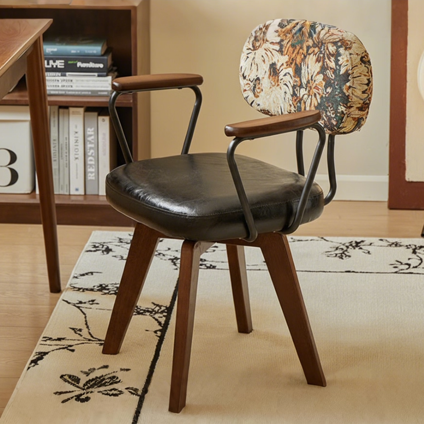 家用电脑椅舒适办公椅久坐休闲椅卧室旋转座椅实木书桌椅靠背椅子