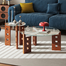 包豪斯玻璃茶几客厅家用2025新款 小户型中古组合茶台实木阳台茶桌