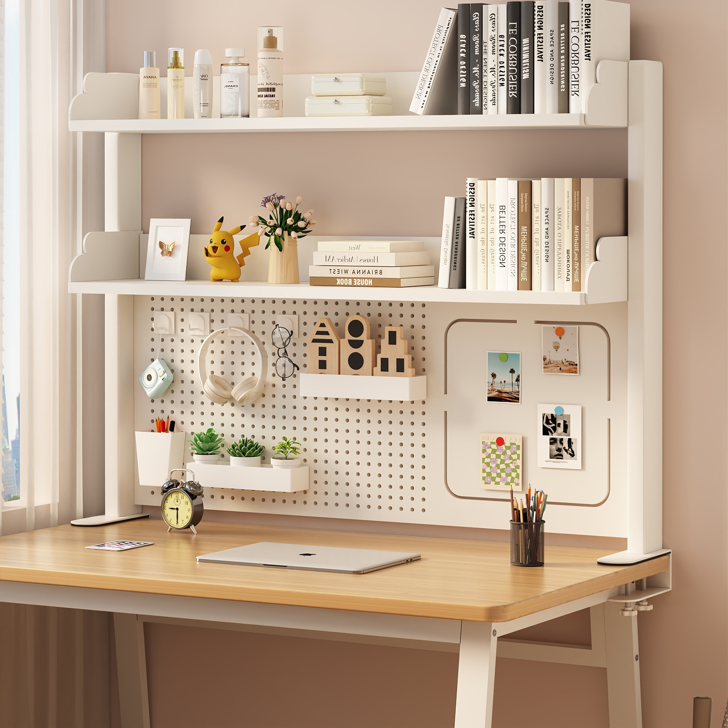 三梦桌面置物架书桌一体收纳多层