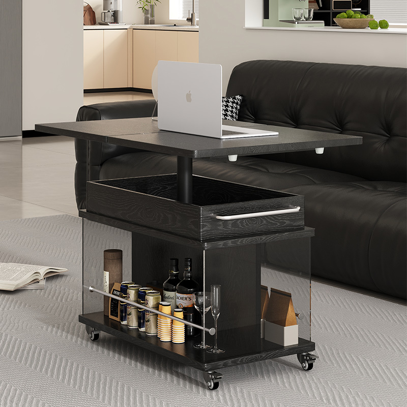 三梦小户型移动折叠岩板升降边几