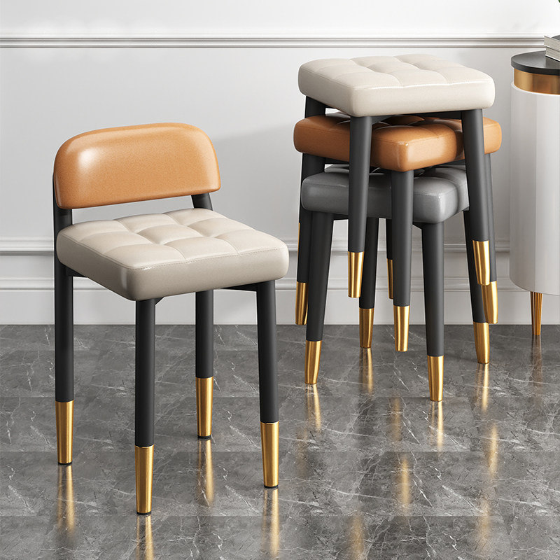 三梦北欧轻奢家用可叠放餐椅简约小凳子女化妆椅餐厅餐桌靠背椅子