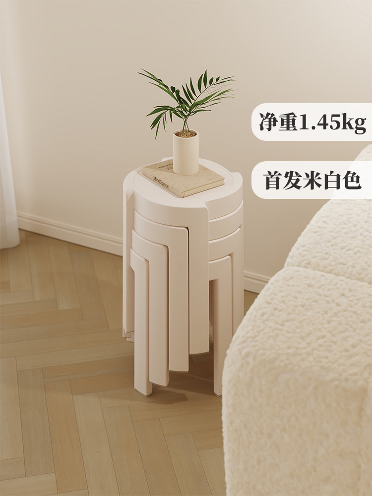 三盟塑料凳家用加厚可堆叠圆凳现代简易餐桌高凳风车备用椅