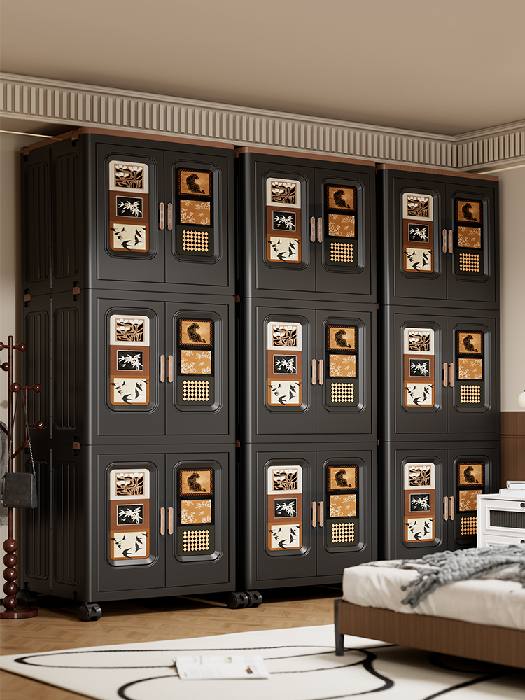 衣帽架落地卧室家用挂衣架可移动多功能收纳柜一体置物架儿童衣柜