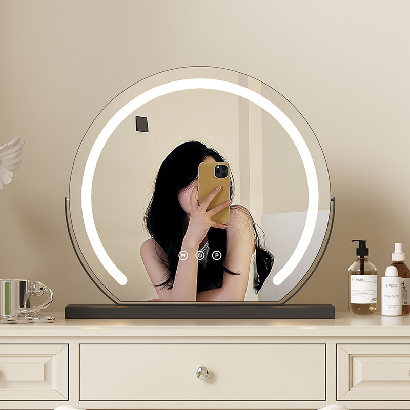 轻奢风台式化妆镜旋转梳妆镜