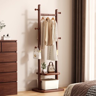 实木挂衣架落地卧室家用衣帽架中式房间小型简易床边挂衣服的架子