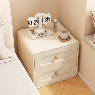 实木床头柜家用卧室2525爆款 奶油风小型床边收纳小柜子轻奢高级感