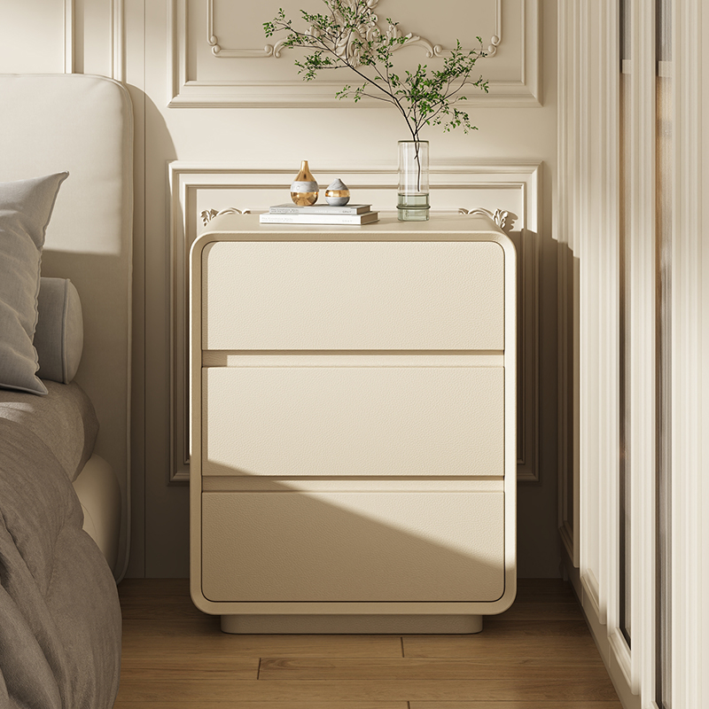 奶油风多层实木床头柜新款床头柜