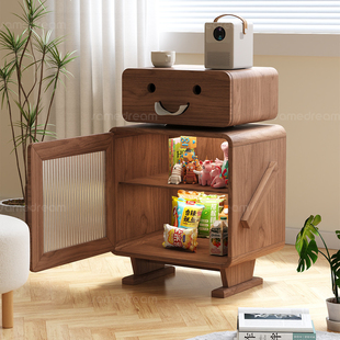 三梦机器人床头柜实木家用卧室带灯置物柜卡通创意小型儿童床边柜