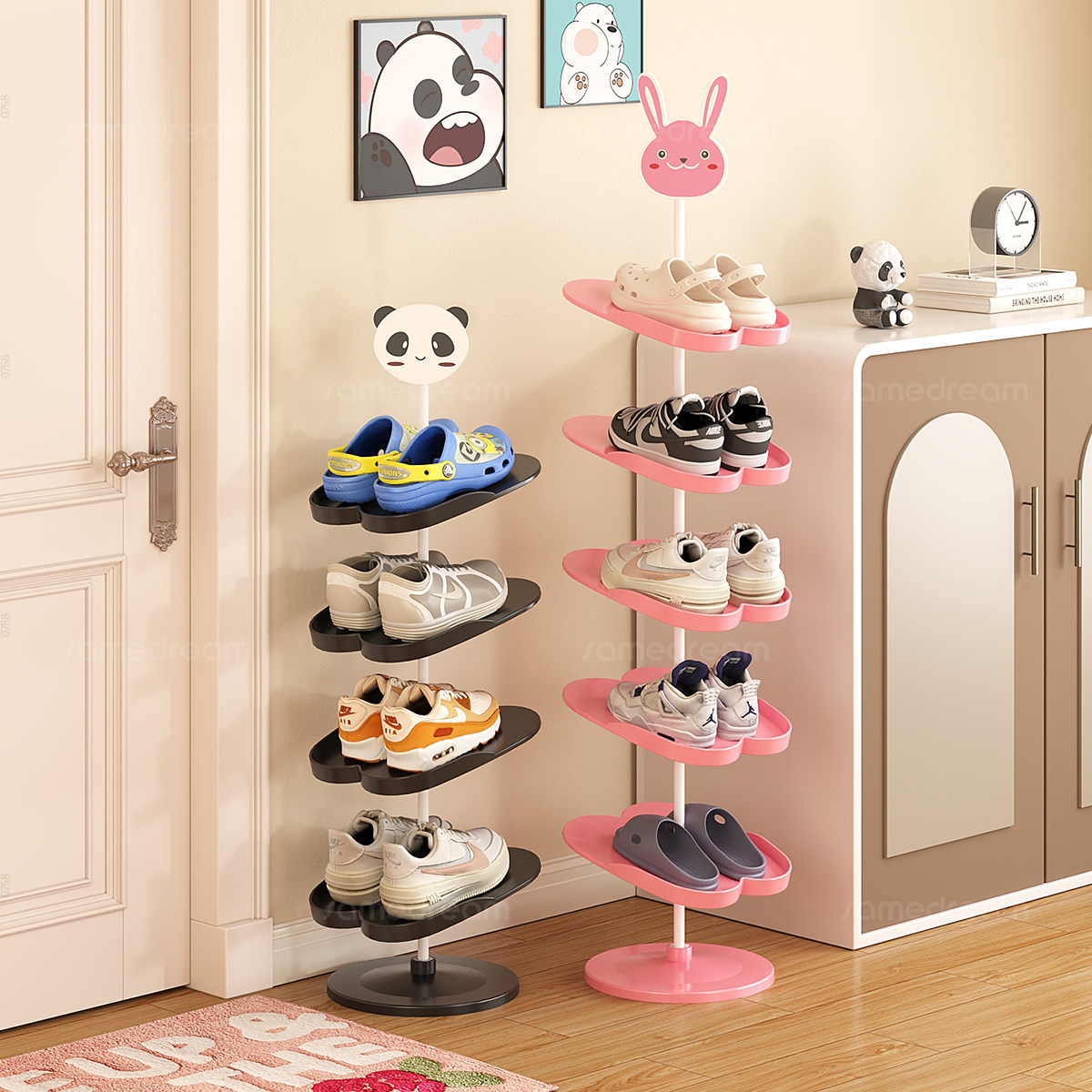 三梦儿童鞋架子简易多层家用小窄门口收纳可调节层高卡通造型鞋柜,住宅家具,鞋架,淘宝优惠券,粉丝福利购,淘宝优惠卷