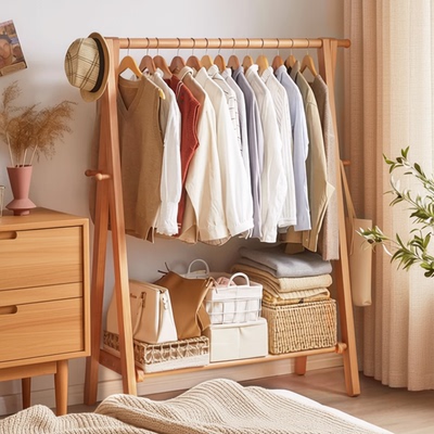 实木衣帽架落地挂衣架卧室置物架家用衣架子衣架落地卧室2025新款