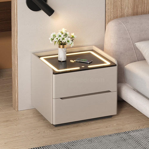 实木智能床头柜高级感简约现代