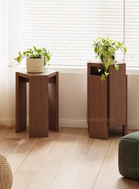 实木花架子客厅落地式家用中古阳台绿植花盆栽托架新中式置物架