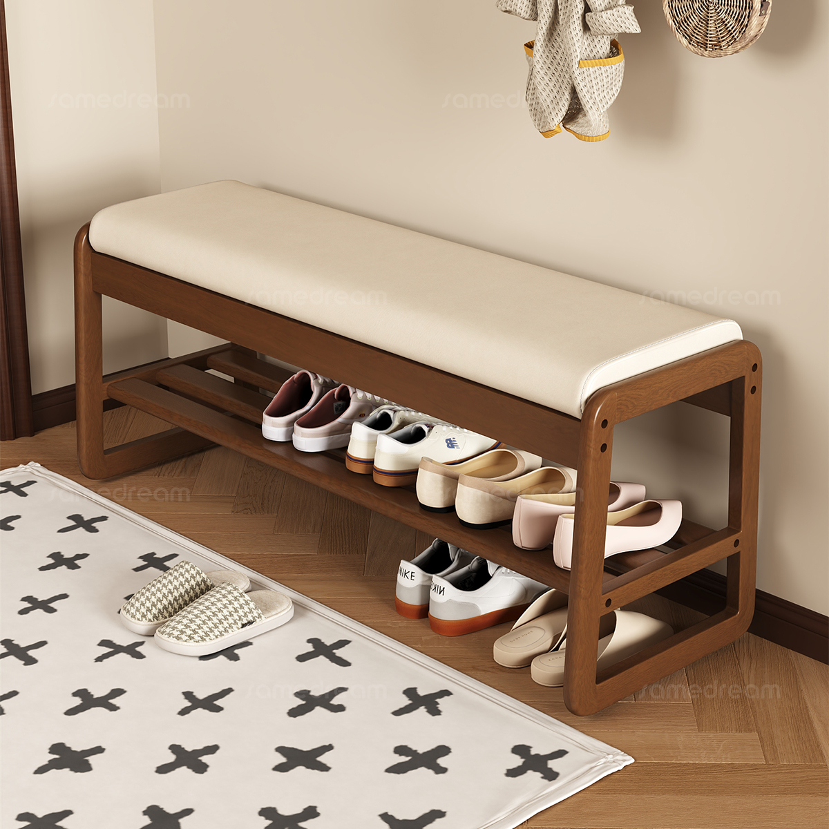 实木换鞋凳门口家用可收纳穿鞋凳