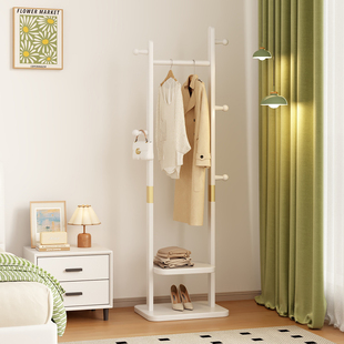 实木挂衣架落地卧室家用衣帽架简约房间小型不占空间挂衣服 架子