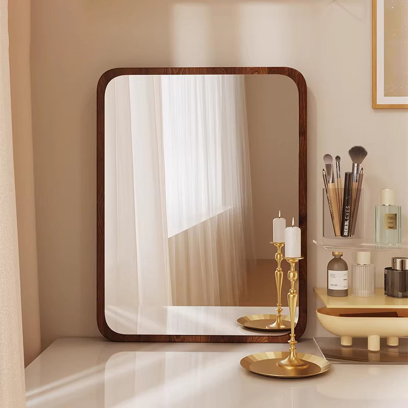 中古风化妆镜壁挂镜子主卧梳妆台镜子方形桌面装饰镜客厅玄关镜子