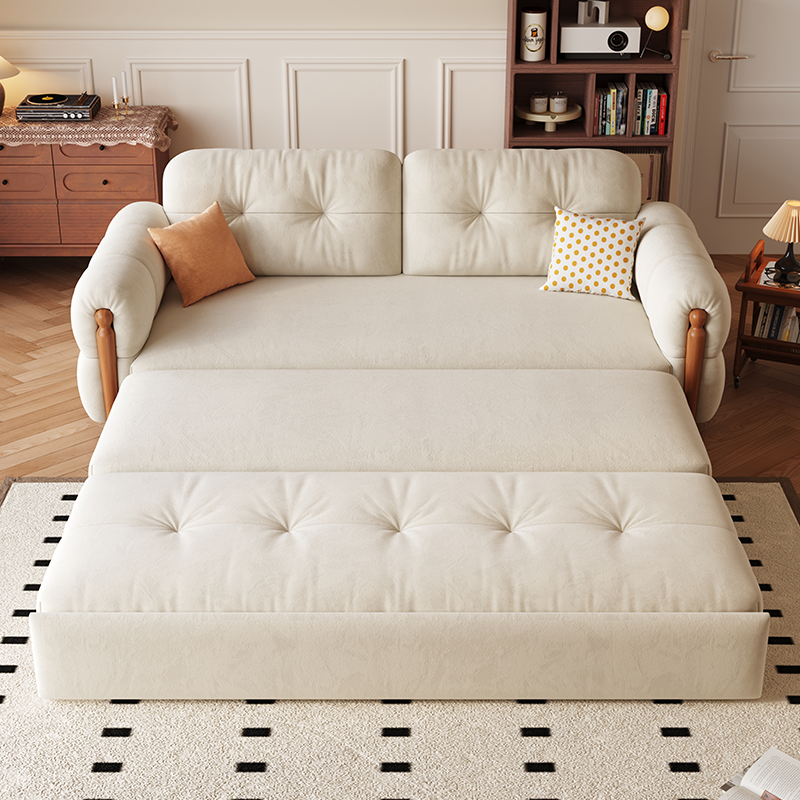 三梦折叠沙发床奶油风可储物