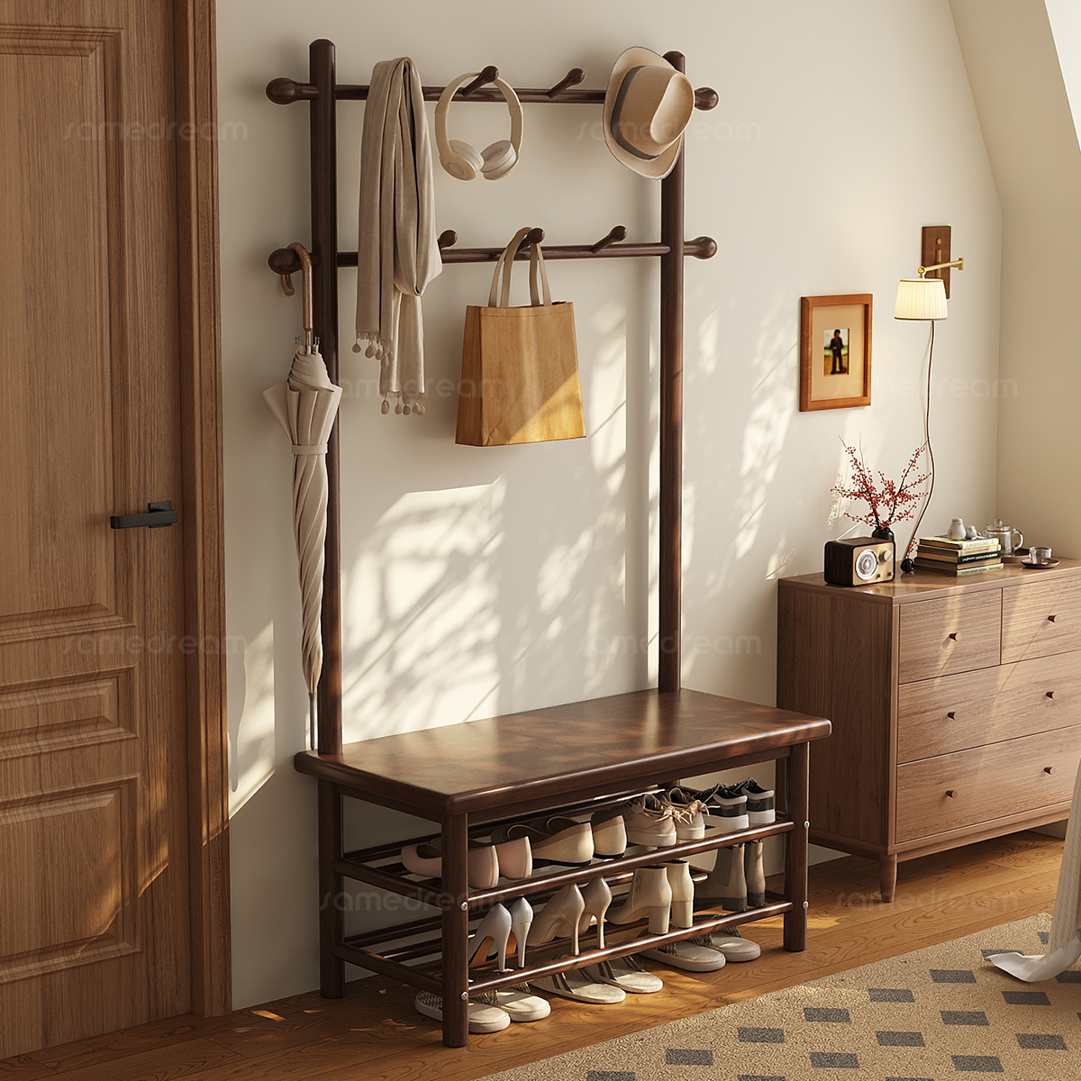 【一物三用】FAS全实木换鞋凳