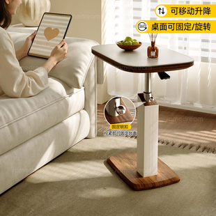 沙发边几可移动小桌子客厅茶几中古风卧室升降床边桌电脑桌置物架