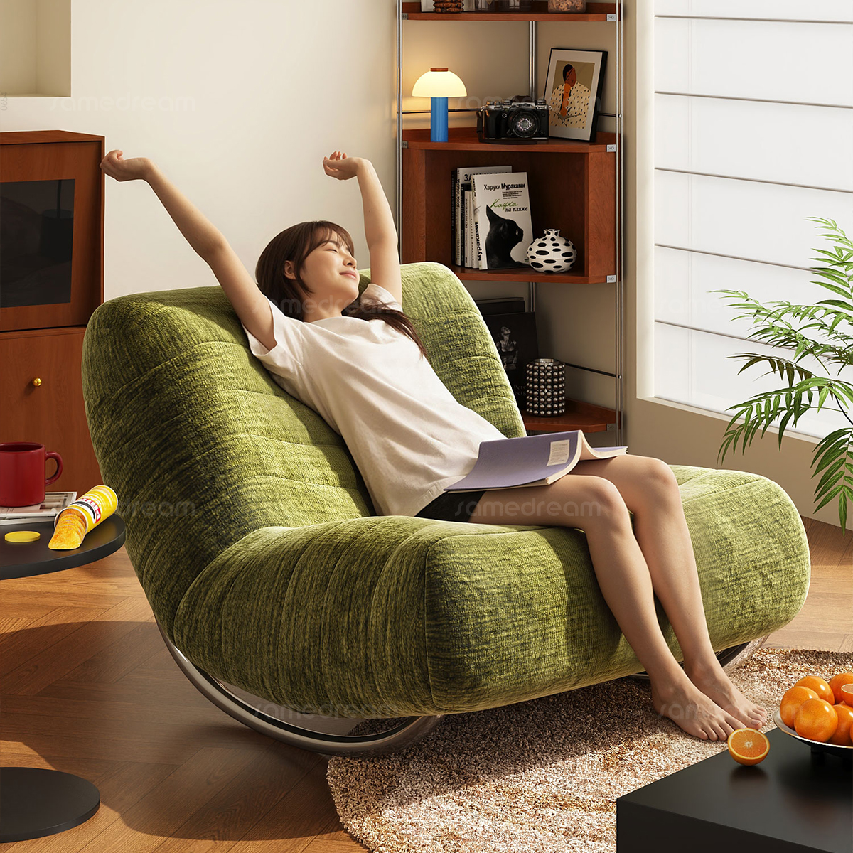 三梦毛毛虫摇摇椅懒人沙发休闲椅