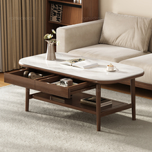 三梦纯实木岩板茶几桌客厅家用2025新款小户型阳台茶桌简约小茶几