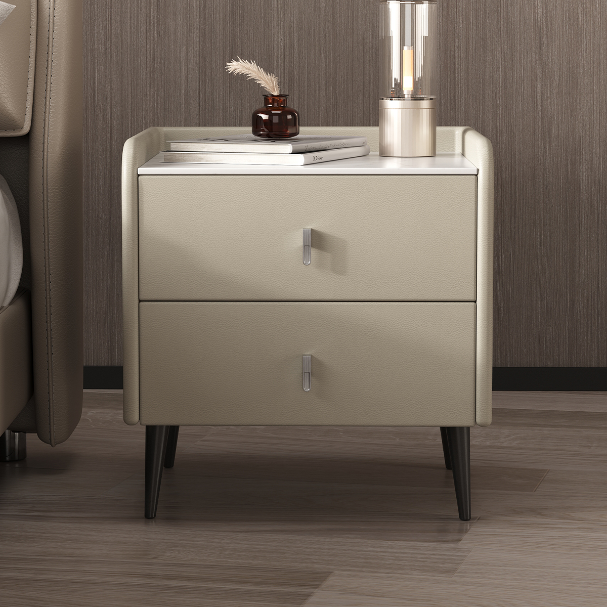 实木床头柜家用卧室2025新款轻奢高级感现代简约小型床边收纳柜子