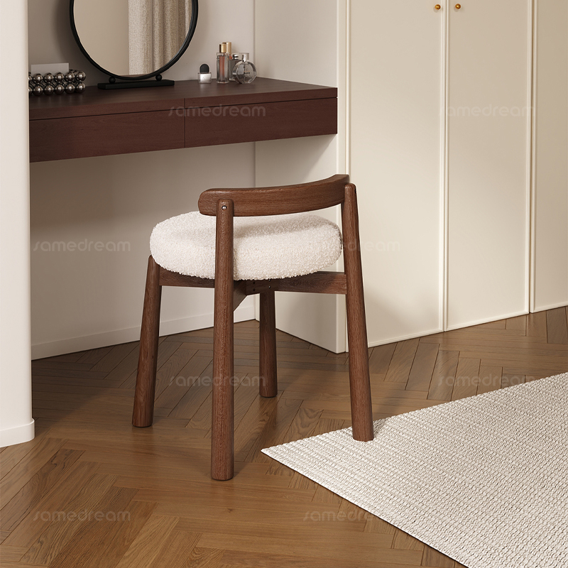 实木旋转化妆椅女生卧室家用不占空间化妆凳衣帽间梳妆台凳子圆凳