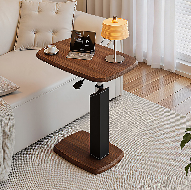 升降沙发边几可移动客厅茶几小桌子床头边桌电脑桌中古风C型角几图片