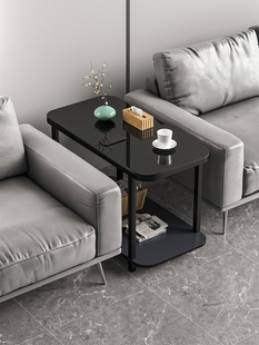 沙发中间小茶几现代简约办公室边几钢化玻璃接待小桌子移动边桌