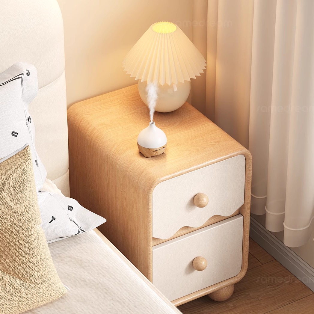 ENF级环保原木奶油风实木床头柜