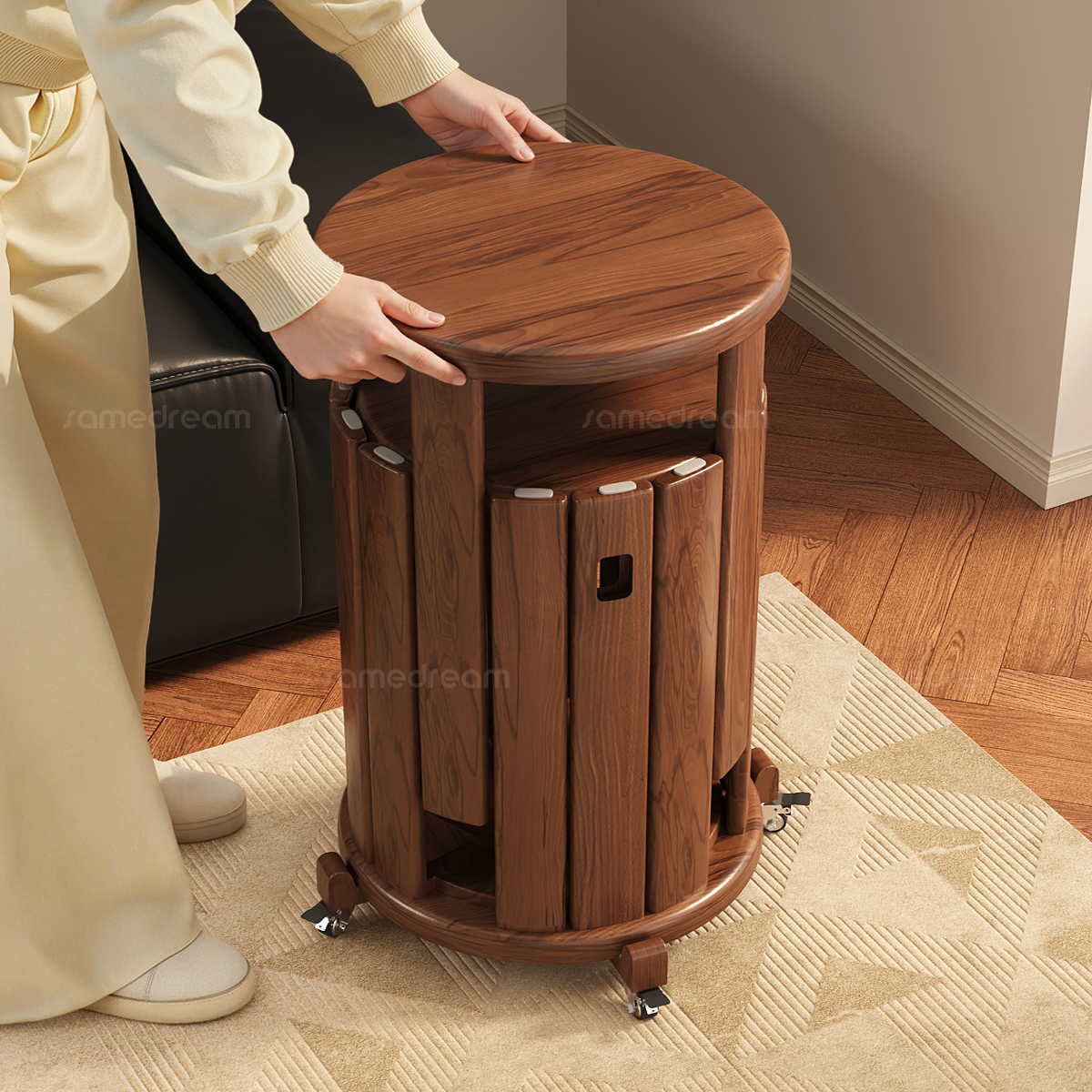 中古实木叠叠乐凳子可叠放家用凳