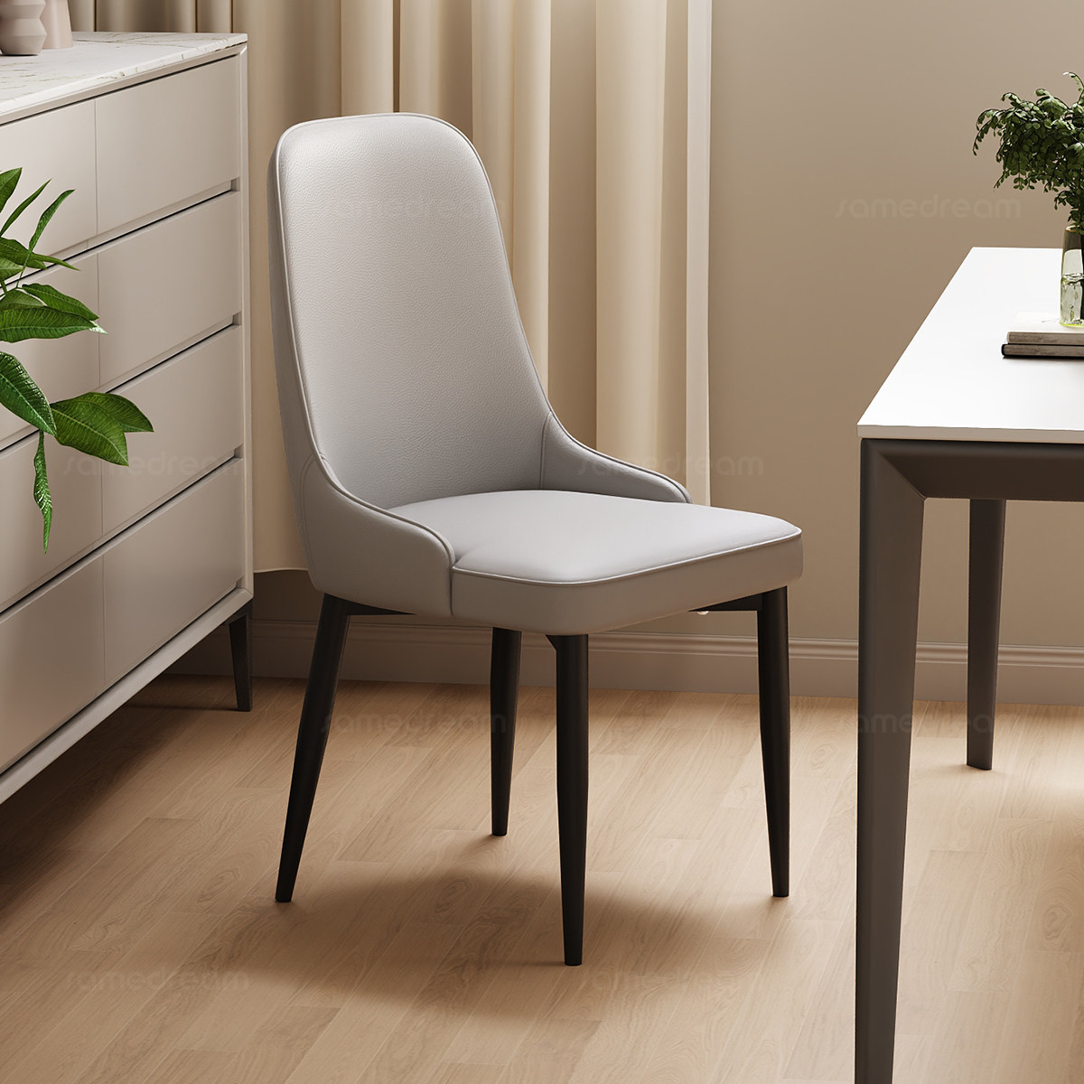 三梦餐椅家用意式轻奢高级餐桌椅铁艺凳子家用靠背椅商用餐厅椅子