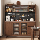 三梦餐边柜中古风双层收纳柜子客厅靠墙一体储物柜实木家用茶水柜