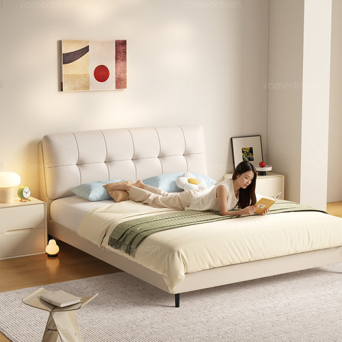 三梦现代简约床主卧真皮床2025新款卧室双人大床高端大气软包婚床