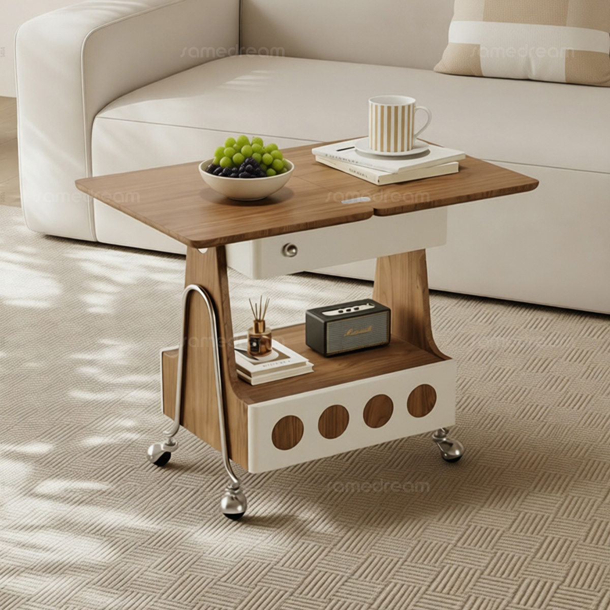 可移动折叠沙发边几小户型推车